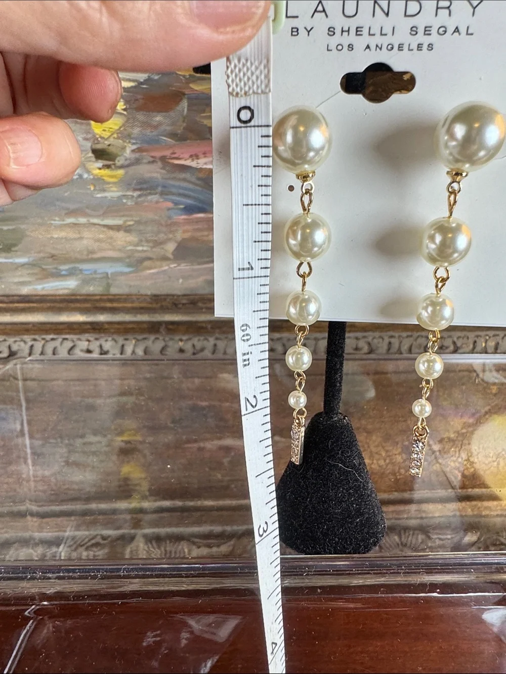 0743-Laundry By Shelli Segal Cream Pearl and Gold Drop Earrings‎
